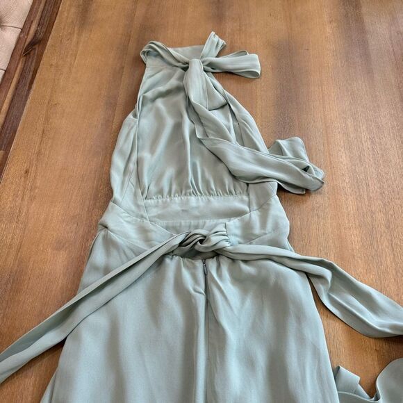 Reformation Halter Maxi Dress Celadon Georgette Gown Size 4 - Picture 10 of 12